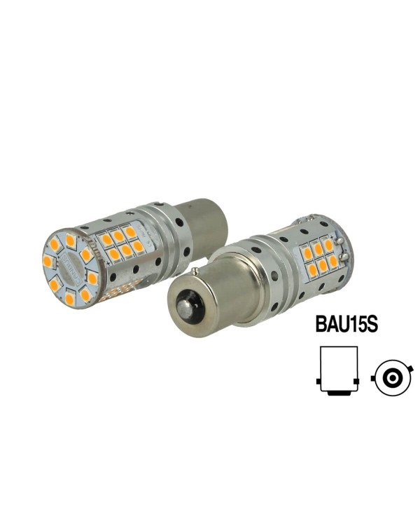 Lampada Led BAU15S PY21W Canbus 12V 25W Reale Arancione Piedi Storti Per Frecce No Errore 32 Smd 3030
