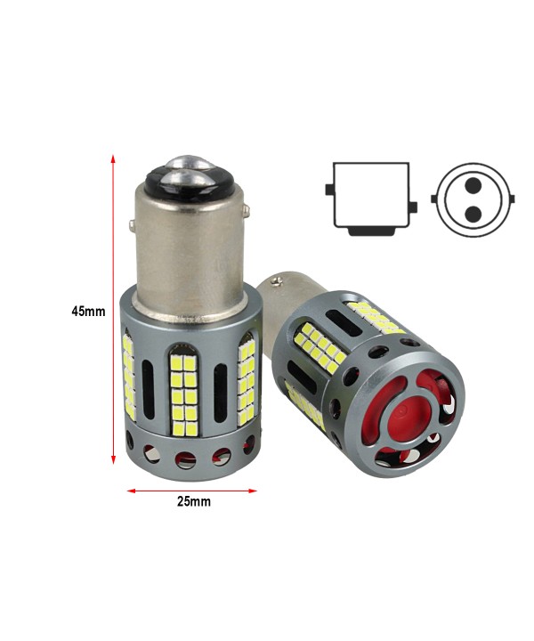 Lampada Led BAY15D 1157 100% Canbus 12V 21/5W Effettiva Bianco 6000K Con Ventola In Testa