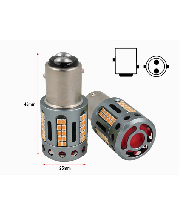 Lampada Led BAY15D 1157 100% Canbus 12V 21/5W Effettiva Colore Rosso Con Ventola In Testa
