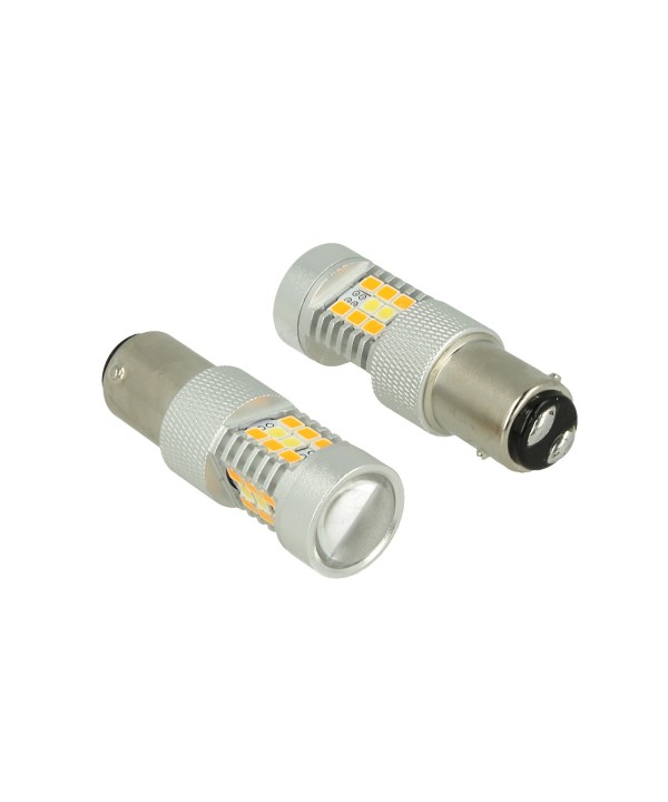 Lampada Led BAY15D 1157 12V P21/5W Dual Color Bianco + Arancione 28 Smd 2835 Frecce