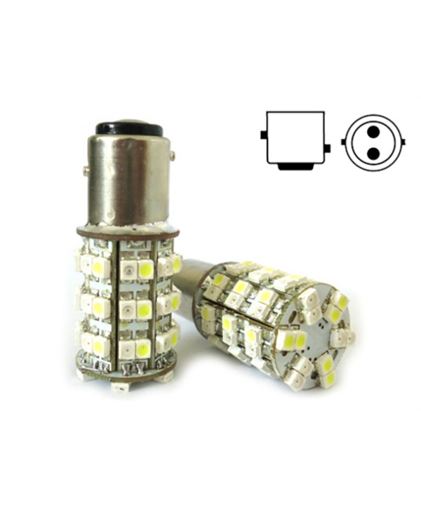 Lampada Led BAY15D 1157 P21/5W 60 Smd Bi Color Bianco Arancione Luce Freccia