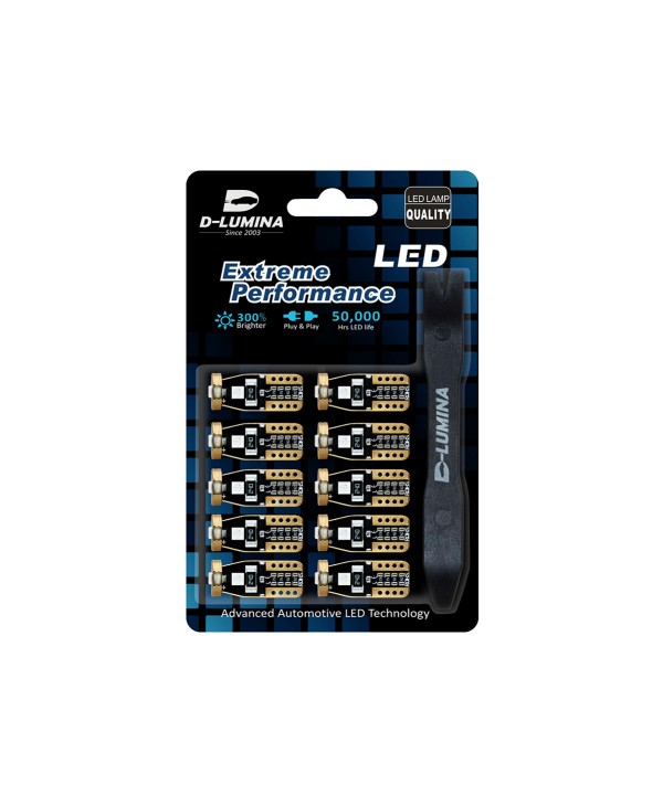 10 Lampada Led T10 W5W Canbus 12V 3 SMD 3030 Green Verde + Leva Rimozione Antigraffio
