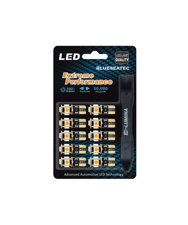 10 Lampada Led T10 W5W Canbus 12V 5 SMD 5050 Green Verde + Leva Rimozione Antigraffio