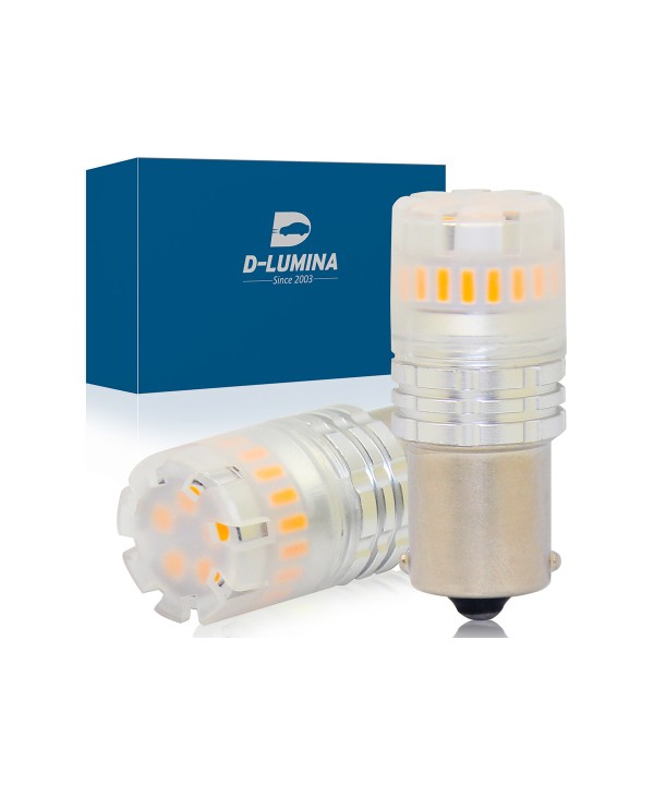 Lampada Led 1156 BA15S P21W Canbus Ambra Arancione 12V No Polarita IP67 Illuminazione 360 Gradi