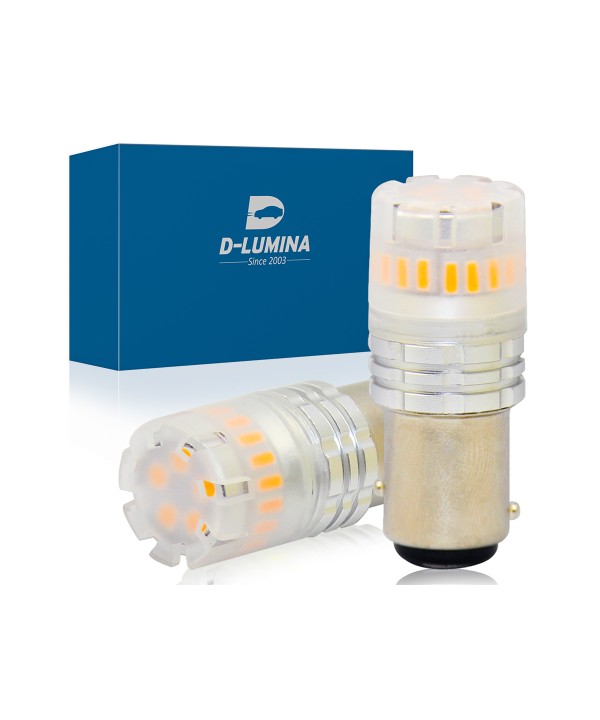 Lampada Led 1157 BAY15D P21/5W Canbus Arancione Ambra 12V No Errore IP67 Illuminazione 360 Gradi