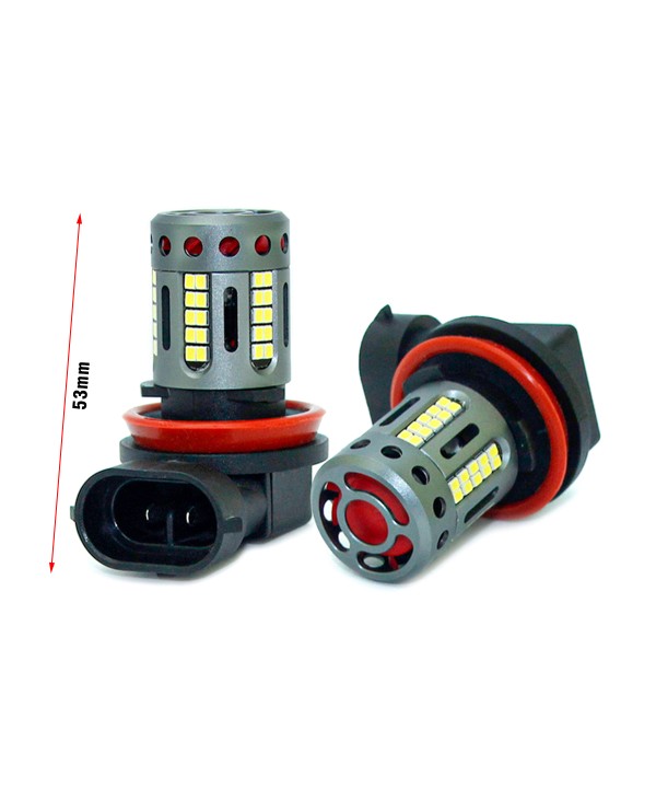 Lampada Led H8 H11 12V 21W Canbus Bianco Con Ventola In Testa Per Luce Fendinebbia