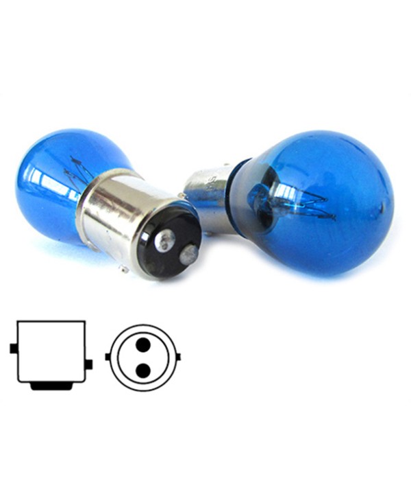 Lampada Alogena P21/5W BAY15D 12V 21/5W Luce Posizione Stop Colore AZZURRA