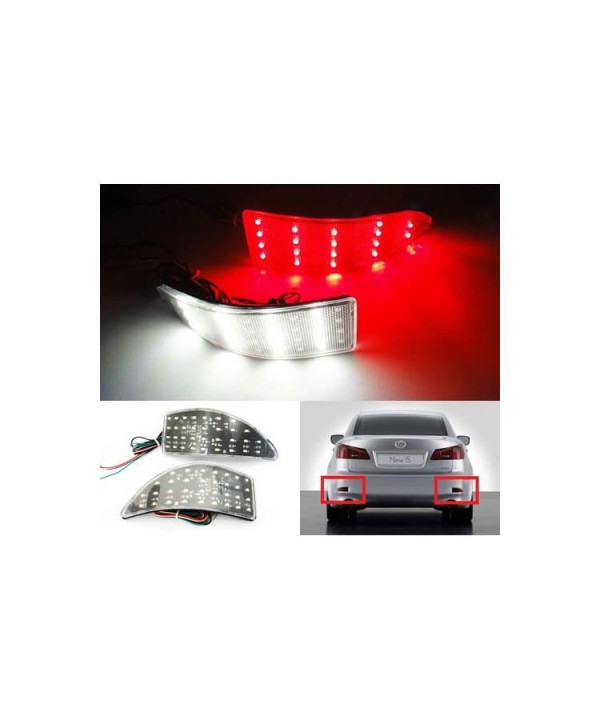 Kit 2 Fanali Posteriori A Led Trasparente Per Lexus IS 250 300h 350 MK III XE30 Rear Bumper Reflector Light