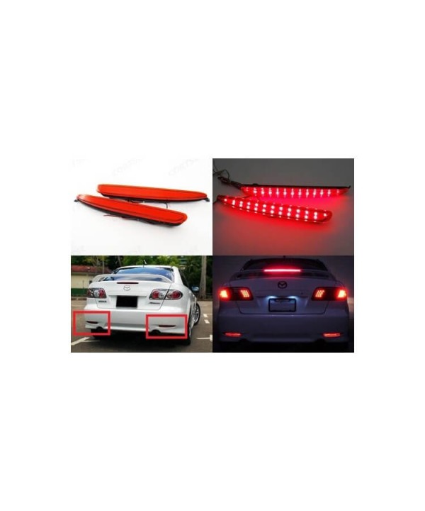 Kit 2 Fanali Posteriori A Led Rosso Per Mazda 6 Atenza GG Sostituzione Riflettore Catarifrangente Rear Bumper Reflector Tail Brake Light