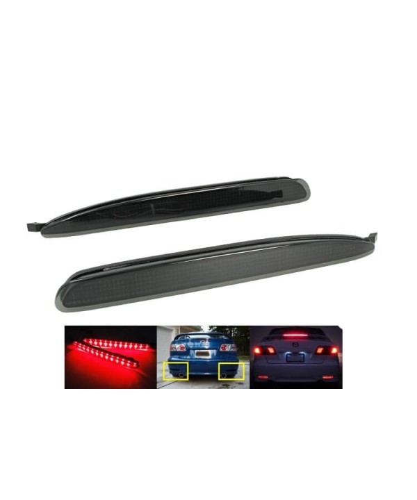 Kit 2 Fanali Posteriori A Led Nero Fume Per Mazda 6 Atenza GG Rear Bumper Reflector Tail Brake Light