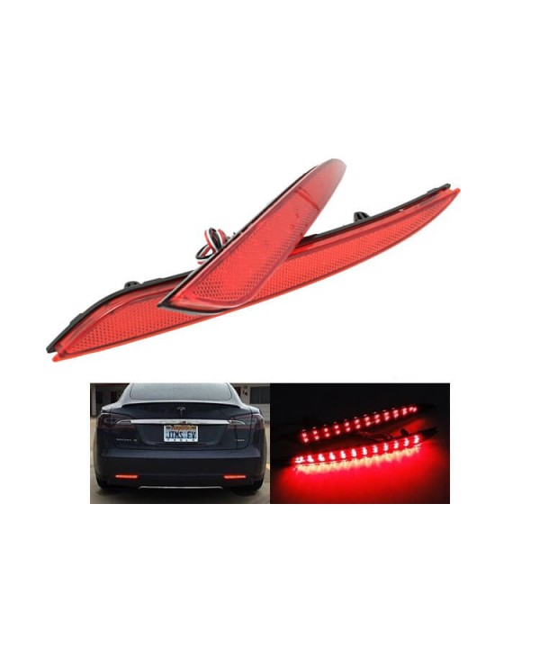 Kit 2 Fanali Posteriori A Led Rosso Per Tesla Model S Sostituzione Catarifrangente Riflettore Originale Rear Bumper Tail Brake Reflector Light