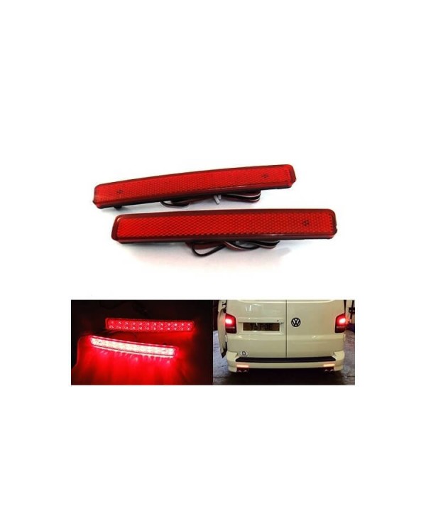 Kit 2 Fanali Posteriori A Led Rosso Per VW T5 Transporter Caravelle Multivan Sostituzione Catarifrangente Riflettore Originale