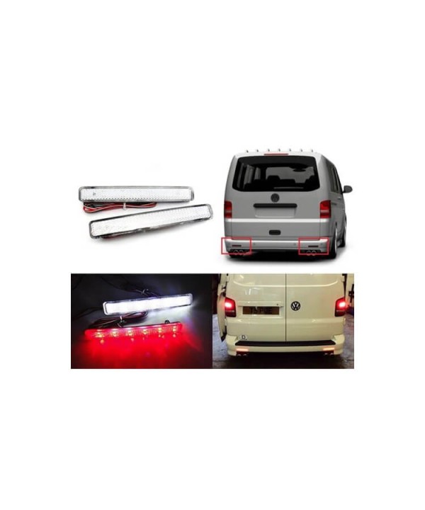 Kit 2 Fanali Posteriori A Led Trasparente Per VW T5 Transporter Caravelle Multivan