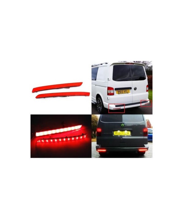 Kit 2 Fanali Posteriori A Led Rosso Per VW T5 Transporter Multivan 12-15 Caravelle 2014 Sostituzione Catarifrangente Riflettore Originale