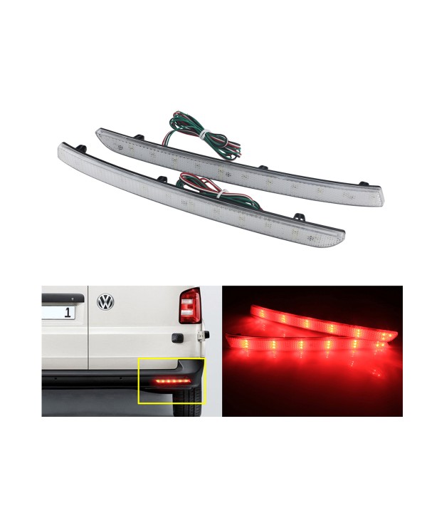 Kit 2 Fanali Posteriori A Led Trasparente Luce Rosso Bianco Per VW T5 Transporter Multivan 2012-2015 Caravelle 2014