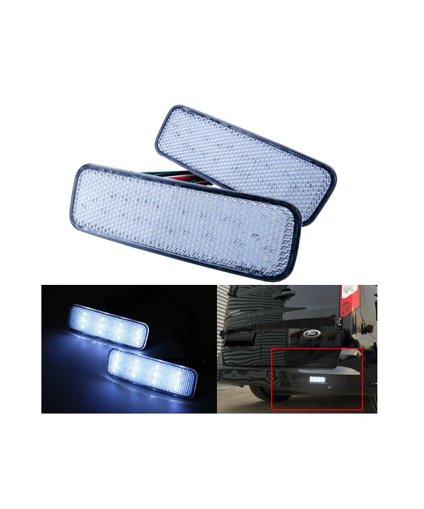 Kit 2 Fanali Posteriori A Led Trasparente Con Luce Bianco e Rosso Per Ford Transit Tourneo Custom Courier