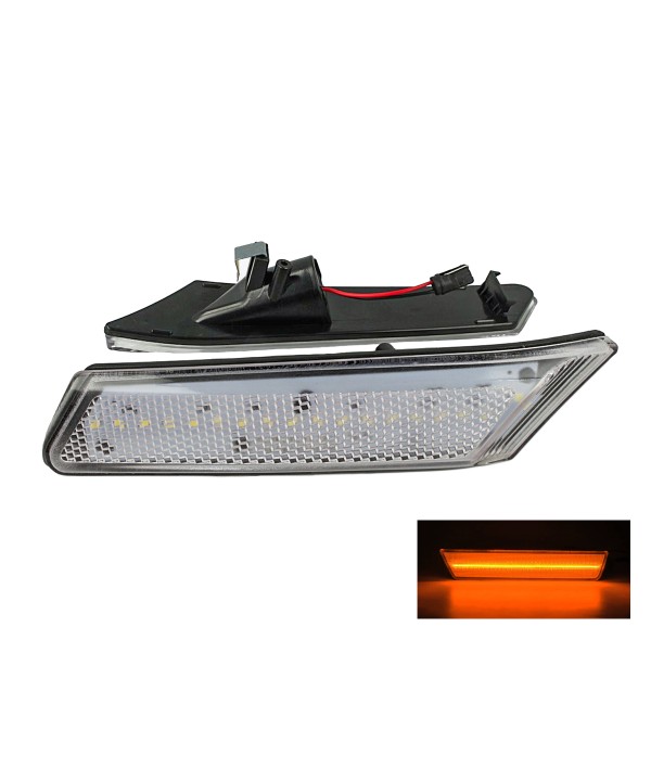 Kit Freccia Laterale a Led Side Marker Lente Trasparente Luce Arancione Per Porsche 911 997 987 Carrera Boxster Cayman OEM 98763103802