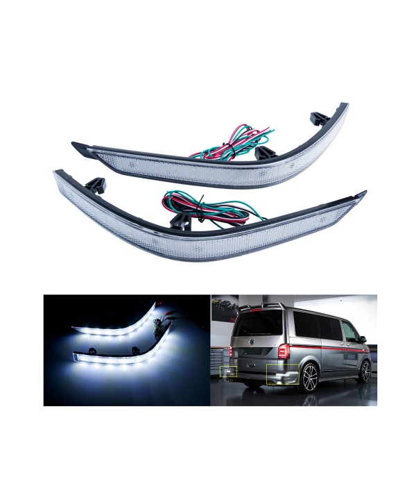 Kit 2 Fanali Posteriori A Led Trasparente Con Luce Rosso Bianco Per VW Multivan T5 Caravelle Transporter T6 OEM 7E0945105D