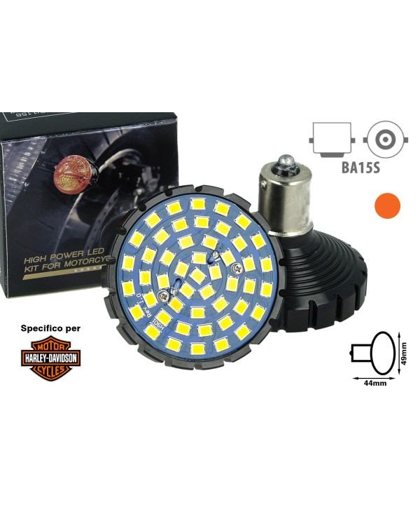 Lampada Led BA15S 1156 Amber Arancione Per Moto Harley Davidson Canbus No Errore Luce Frecce No Polarita 48 Smd 2835
