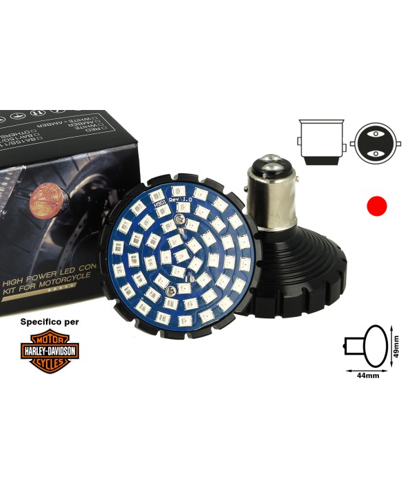 Lampada Led BAY15D 1157 Rosso Per Moto Harley Davidson Canbus No Errore Luce Posizione e Stop No Polarita 48 Smd 2835