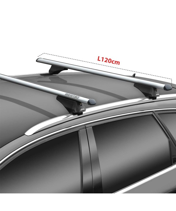 MENABO Tiger Silver Barre Da Tetto Flush Rails 120cm (Rail Integrati) Made In Italy
