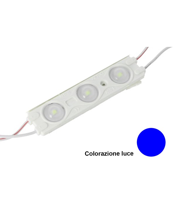 Modulo Mattone LED 3 SMD 2835 Colore Blue 12V IP67 Con Lente Ingrandimento 160 Gradi SKU-5127