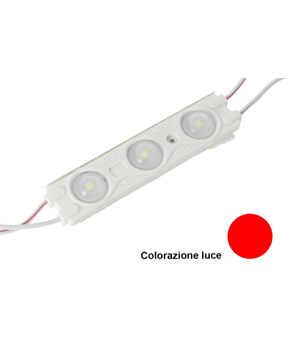 Modulo Mattone LED 3 SMD 2835 Colore Rosso 12V IP67 Con Lente Ingrandimento 160 Gradi SKU-5126