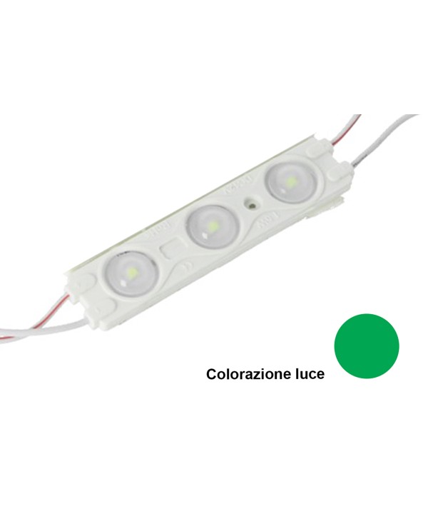 Modulo Mattone LED 3 SMD 2835 Colore Verde 12V IP67 Con Lente Ingrandimento 160 Gradi SKU-5128