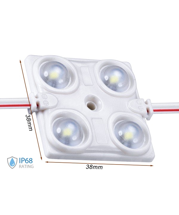 Modulo Mattone LED 4 SMD 2835 Freddo 6400K 12V 1,5W IP68 Con Lente Ingrandimento 160 Gradi SKU-5130