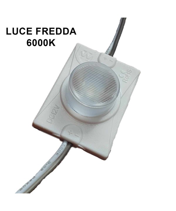 10 Modulo Mattone LED 12V 1,5W 190 Lumen Bianco 6000K IP67 Angolo Luce Asimmetrico 10° x 60° 45X32X15mm