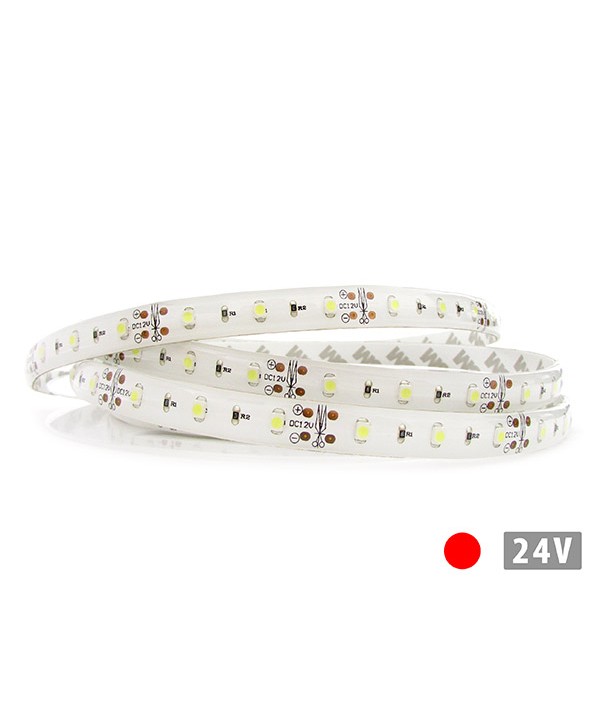 24V Bobina Led 5 Metri 300 Smd 3528 Colore Rosso Tagliabile IP65 Biadesivo Per Camion Barca