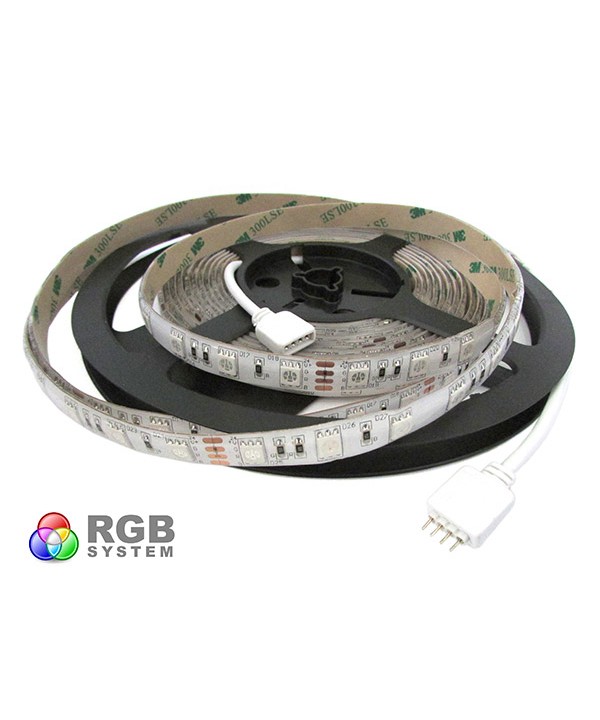24V Bobina Led RGB 5 Metri 300 Smd 5050 Biadesivi Semi-Impermeabile Per Camion
