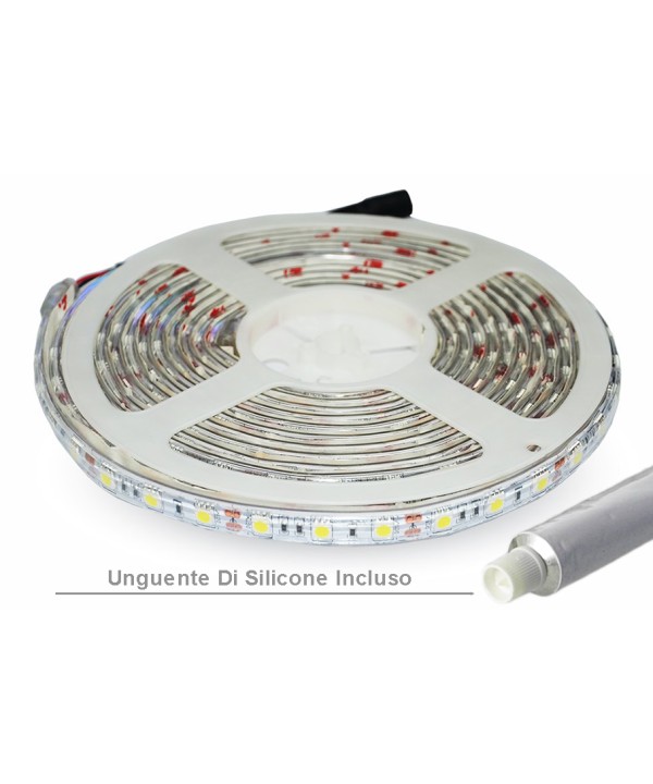 Bobina Led 300 SMD 5050 12V 10,8W/M Neutro 4000K IP65 Impermeabile 5 Metri Unguente Di Silicone Incluso SKU-212150