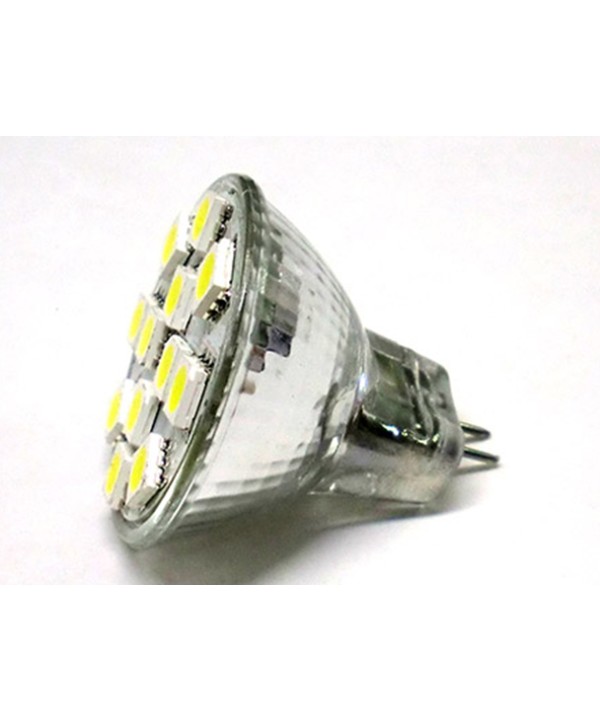 Lampada LED MR11 GU4 12 SMD 5050 2W Bianco Freddo 12V DC Per Lampadario