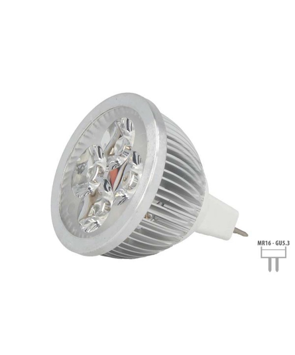 Faretto Lampada LED Dicroica MR16 GU5.3 12V 4W 4X1W Bianco Freddo 6000K
