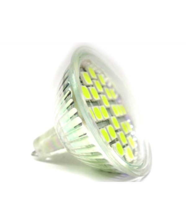 Lampada LED Dicroica MR16 GU5.3 4W Bianco Freddo 12V DC/AC 24 SMD 5050