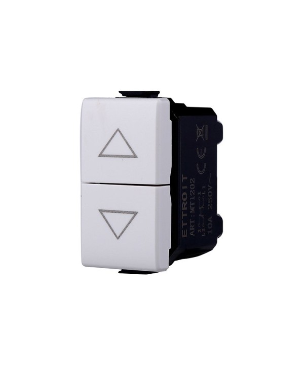 ETTROIT Pulsante Saliscendi Commutatore 2P 10A Tapparelle Colore Bianco Compatibile Con Bticino Matix