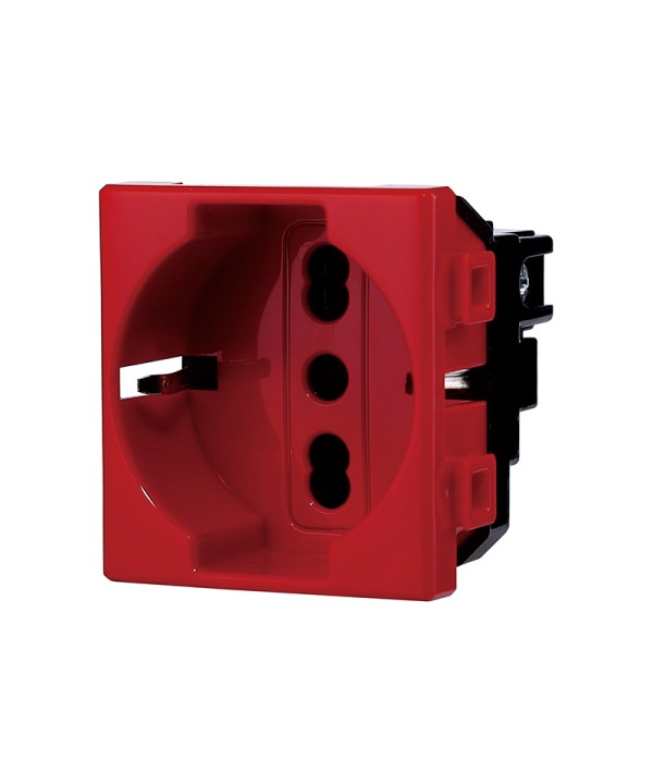 ETTROIT Presa Schuko 2P+T 16A Colore Rosso Compatibile Con Bticino Matix