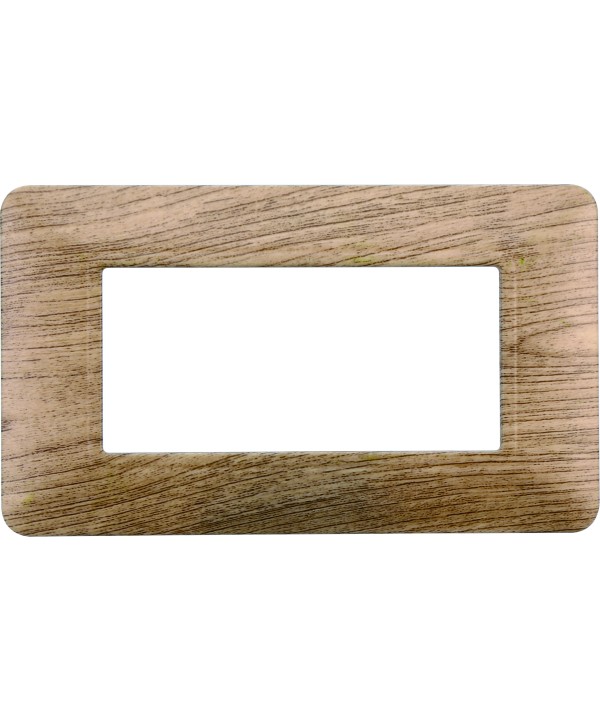 ETTROIT Placca Plastica Serie Solar 4P Colore Legno Chiaro Compatibile Con Bticino Matix