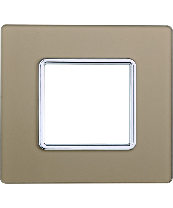 ETTROIT Placca In Vetro Serie Solar 2P Colore Oro Compatibile Con Bticino Matix