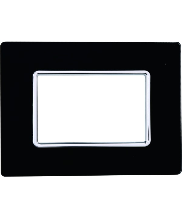 ETTROIT Placca In Vetro Serie Solar 3P Colore Nero Compatibile Con Bticino Matix