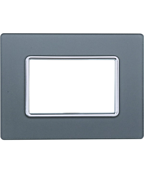 ETTROIT Placca In Vetro Serie Solar 3P Colore Silver Compatibile Con Bticino Matix