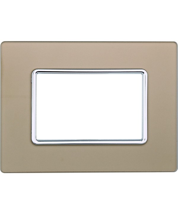 ETTROIT Placca In Vetro Serie Solar 3P Colore Oro Compatibile Con Bticino Matix