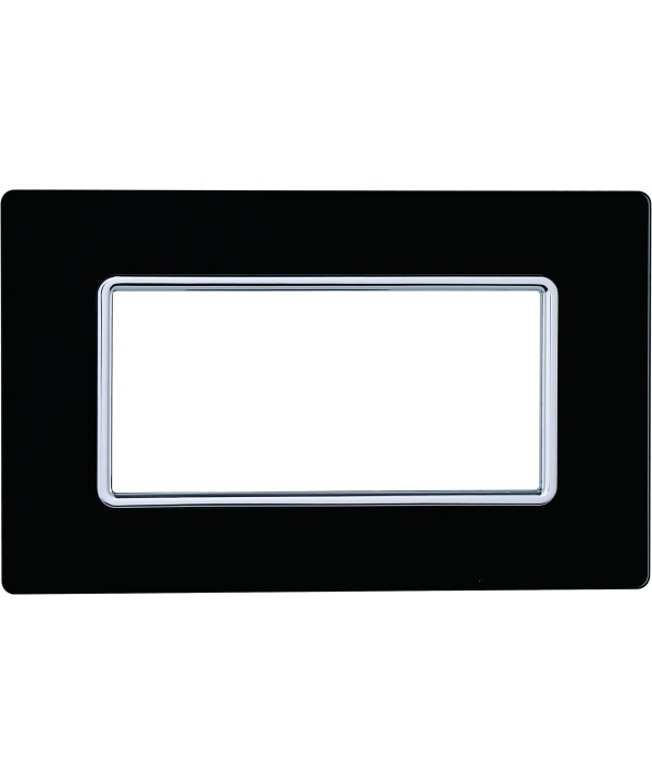 ETTROIT Placca In Vetro Serie Solar 4P Colore Nero Compatibile Con Bticino Matix
