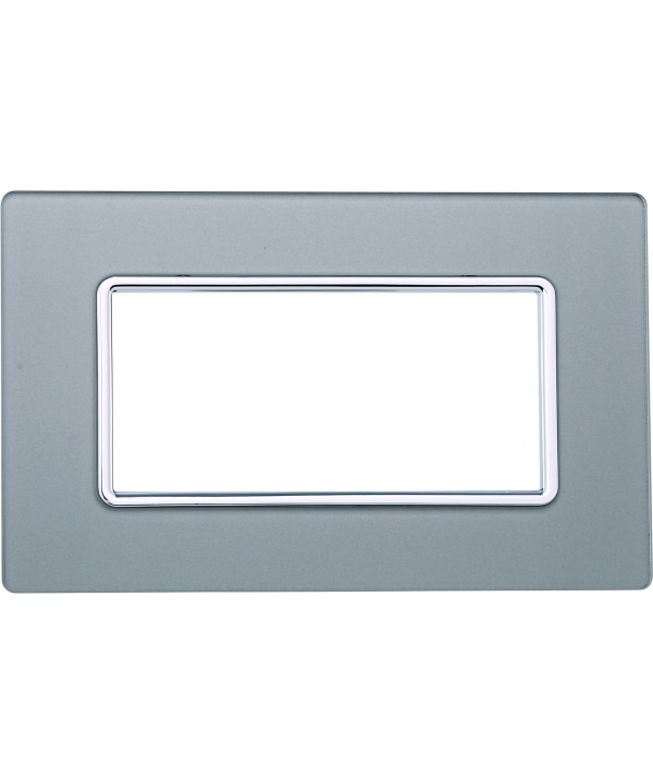 ETTROIT Placca In Vetro Serie Solar 4P Colore Silver Compatibile Con Bticino Matix