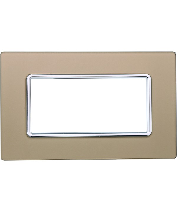 ETTROIT Placca In Vetro Serie Solar 4P Colore Oro Compatibile Con Bticino Matix