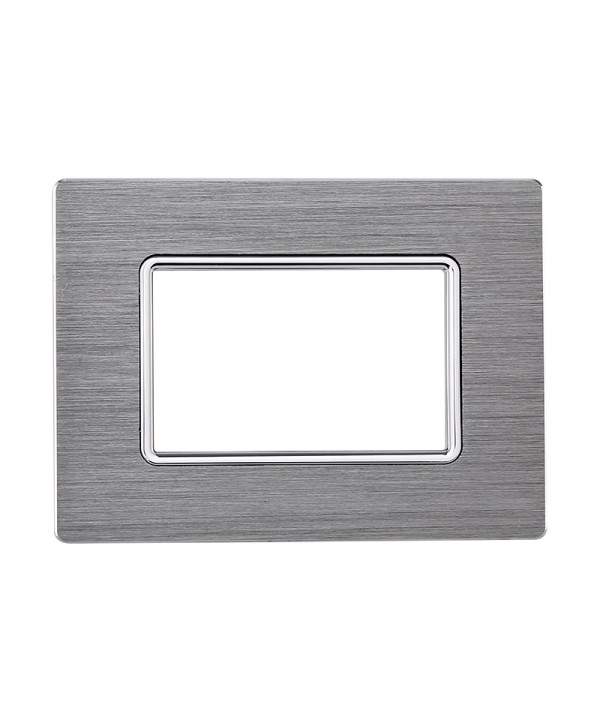ETTROIT Placca In Alluminio Serie Solar 3P Colore Silver Compatibile Con Bticino Matix