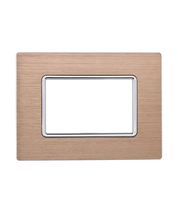 ETTROIT Placca In Alluminio Serie Solar 3P Colore Oro Compatibile Con Bticino Matix