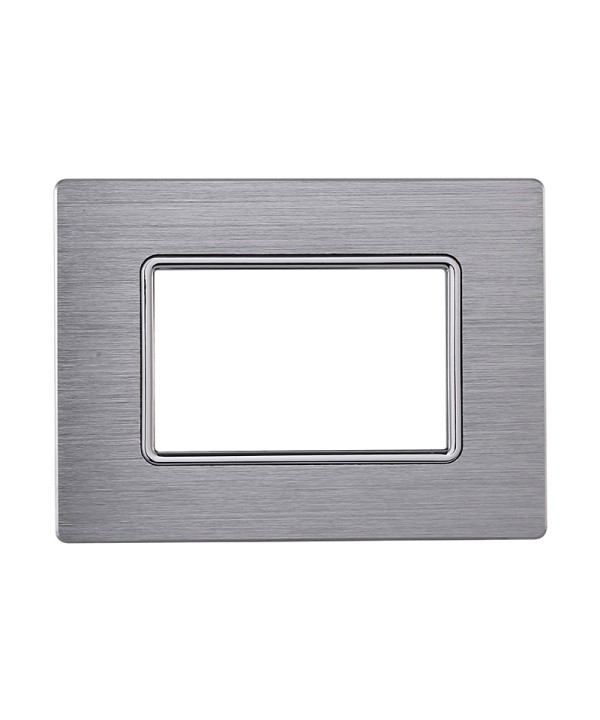 ETTROIT Placca In Alluminio Serie Solar 3P Colore Silver Lucido Compatibile Con Bticino Matix