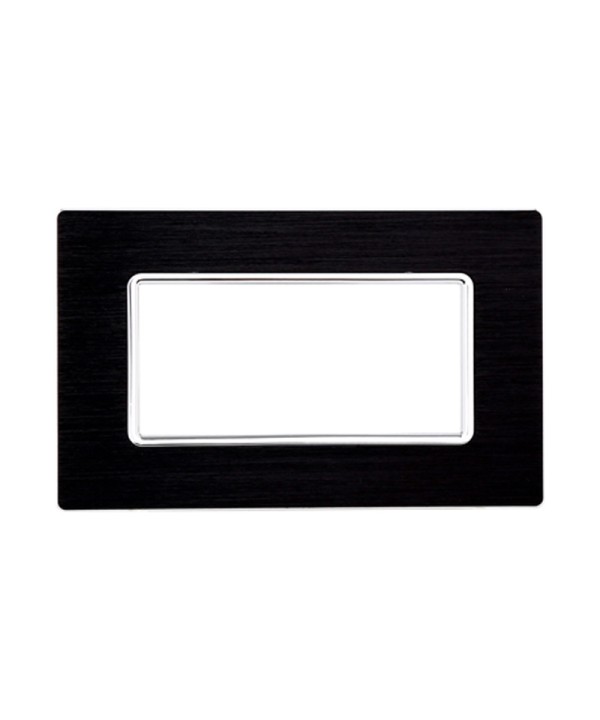 ETTROIT Placca In Alluminio Serie Solar 4P Colore Nero Compatibile Con Bticino Matix